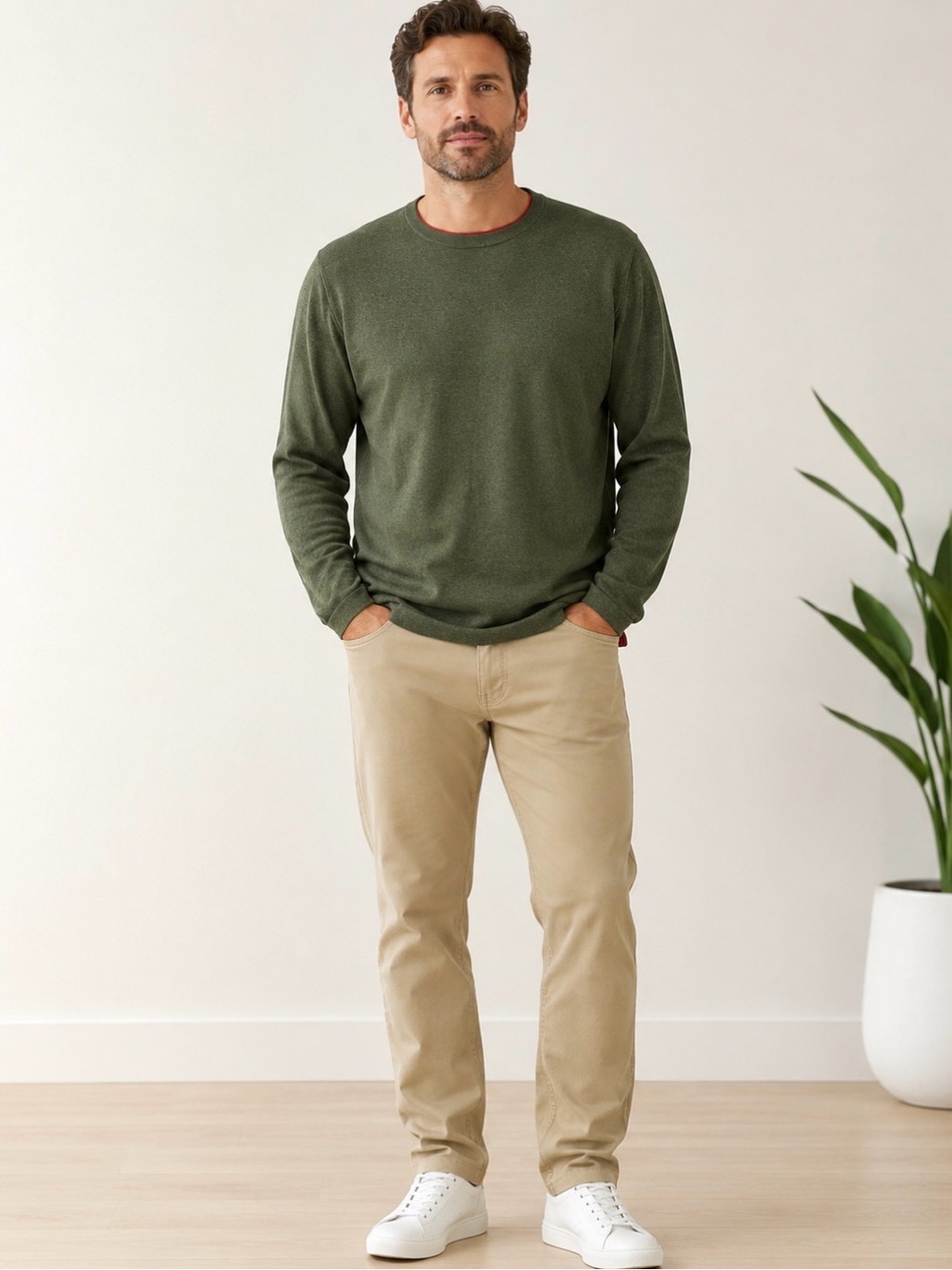Matt Totillo Men’s XL Green Cotton Cashmere Long Sleeve Sweater Crewneck